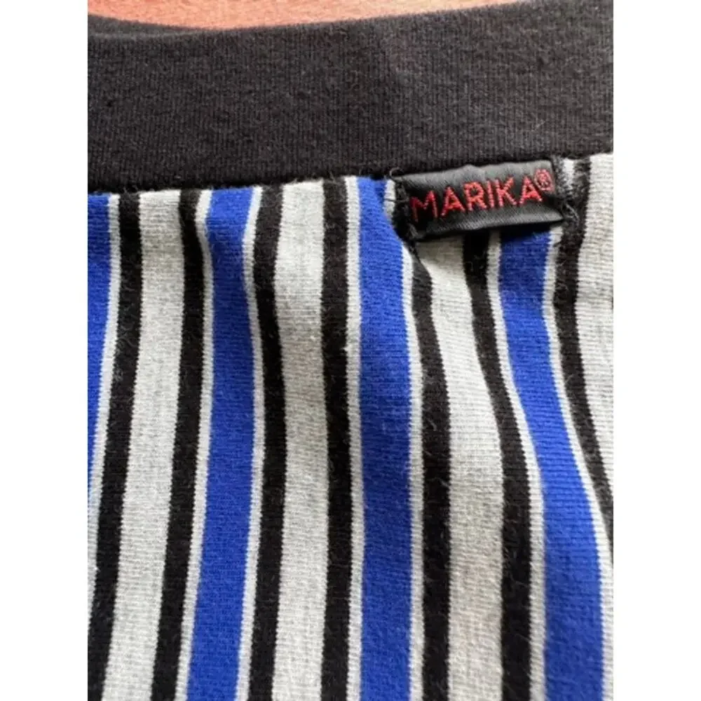 Vintage 80s 90s Marika Blue Striped Coolmax Bike Shorts High Waist M